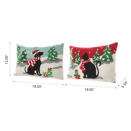 Glitzhome® Hooked Christmas Cat & Dog Pillows, 2ct.